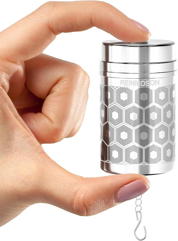 2 Pack Reinmoson Mini Tea Strainers for Loose Tea, Extra Fine Mesh Tea Infuser, 304 Stainless Steel & Updated Slim Threaded Lid, Loose Leaf Tea Steeper for Black Tea, Rooibos, etc
