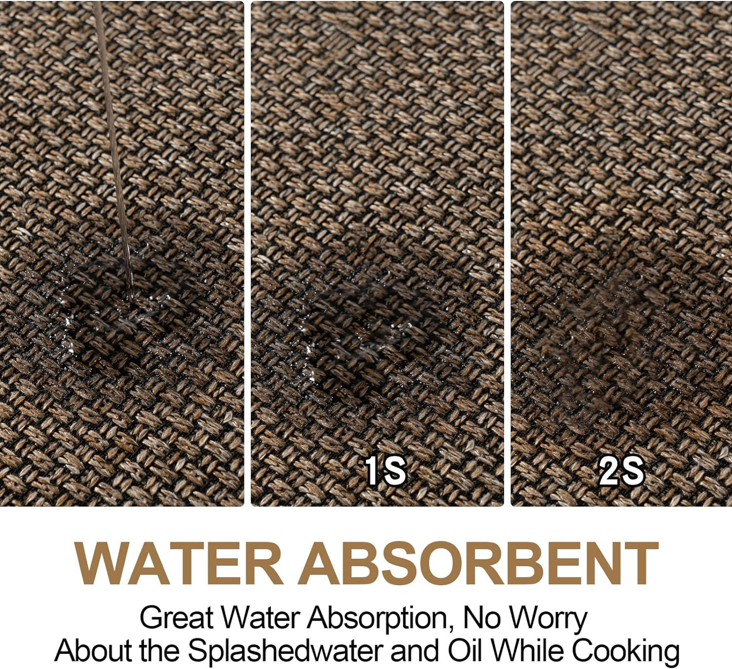 Kitchen Mat, Rubber Backing Cushioned Non Slip Kitchen Rugs for Floor, Absorbent Runner Comfort Standing Mat Rug Washable for Kitchen, Office, Home, 35.4"x71" (Brown)