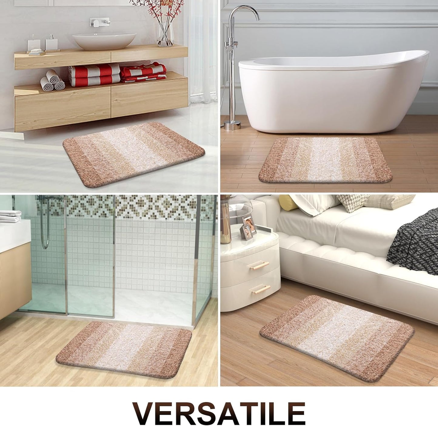 OLANLY Bathroom Runner Rugs 44x24, Extra Soft Absorbent Microfiber Bath Rugs, Rubber Backing, Quick Dry, Machine Washable Bath Mats for Bathroom Floor, Tub and Shower, Home Decor Accessories, Beige
