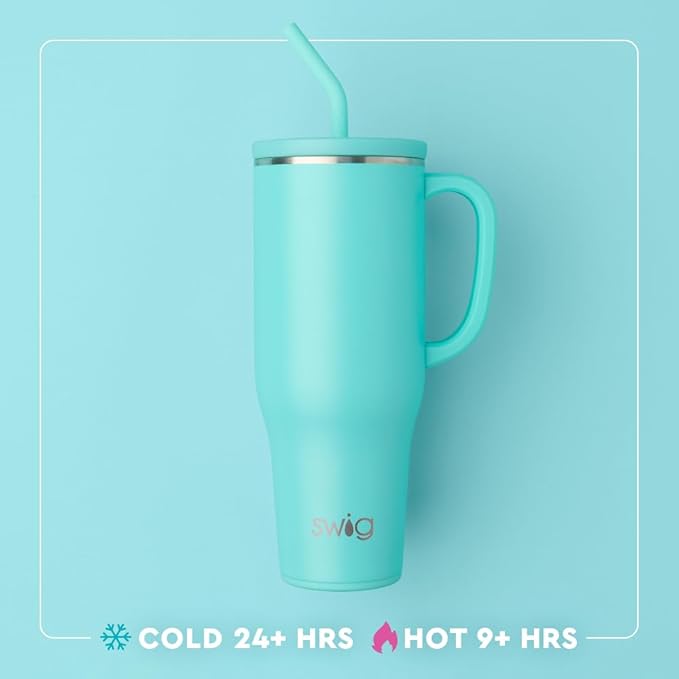 Swig Life 40oz Mega Mug, 40 oz Tumbler with Handle and Straw, Cup Holder Friendly, Dishwasher Safe, Extra Large Insulated Tumbler, Stainless Steel (Busy Bee)