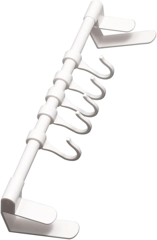 SUPVOX Kitchen Utensil Hooks 5pcs Under Cabinet Storage Rack White Plastic No-Drill Multi-Functional Hanging Organizer for Kitchen Cabinet