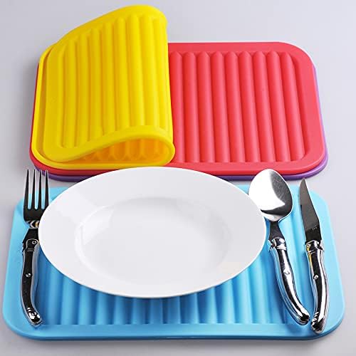 Smithcraft Silicone Trivets Mats for Hot Dishes and Hot Pots, Hot Pads for Countertops, Tables, Pot Holders, Spoon Rest Small Drying Mats Set of 2 Many Colors for Your Choose (Teal)