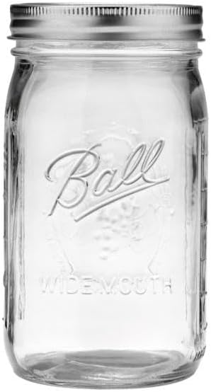 Ball Wide Mouth Glass Mason Jars with Lids and Bands, Used for Canning, Pickling, Juice, Jam, Jelly, Quart Size 32 Ounce (Pack of 24)