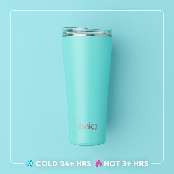 Swig Life 32oz Insulated Tumbler, Travel Coffee Tumbler with Lid, Cup Holder Friendly Travel Coffee Mug, Stainless Steel with Lid (Sun Chaser)