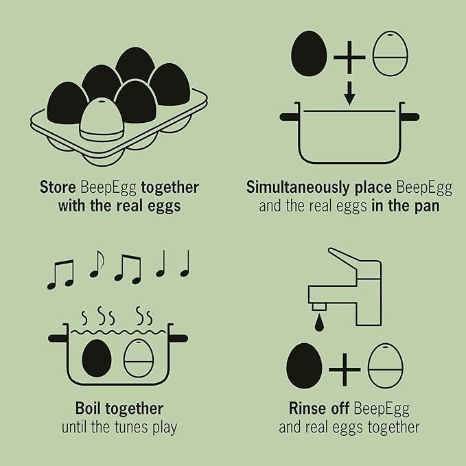Bear BeepEgg – Egg Timer for Boiling Eggs – Musical Egg Cooker for Soft, Medium, Hard Boiled Eggs – Food Safe – Singing Floating Egg Timer – Egg Cooker for 3 Levels of Doneness - Brainstream