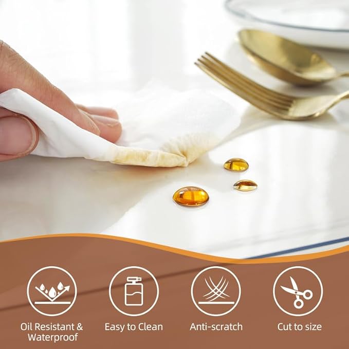 Warmstar Clear Table Cover Protector 20 x 48 Inch,1.5mm Thick Plastic Table Cover Rectangle,PVC Clear Table Protector,Desk Protector Mat for Kitchen, Dresser, Writing Desk，Dining Room Table