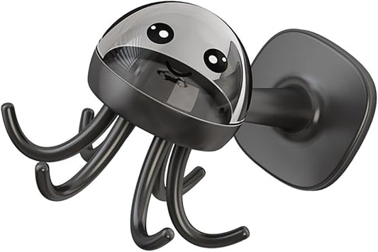 PRETYZOOM Rotating 6-Claw Kitchen Utensil Hook Rack Wall-Mounted Holder Organizer, Space-Saving Hanging Storage for Cooking Spoons, Spatulas, Black
