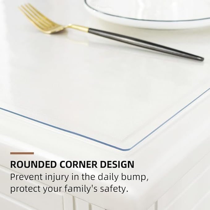 Warmstar Clear Table Cover Protector 54 x 72 Inch,1.5mm Thick Plastic Table Cover Rectangle,PVC Clear Table Protector,Desk Protector Mat for Kitchen, Dresser, Writing Desk，Dining Room Table