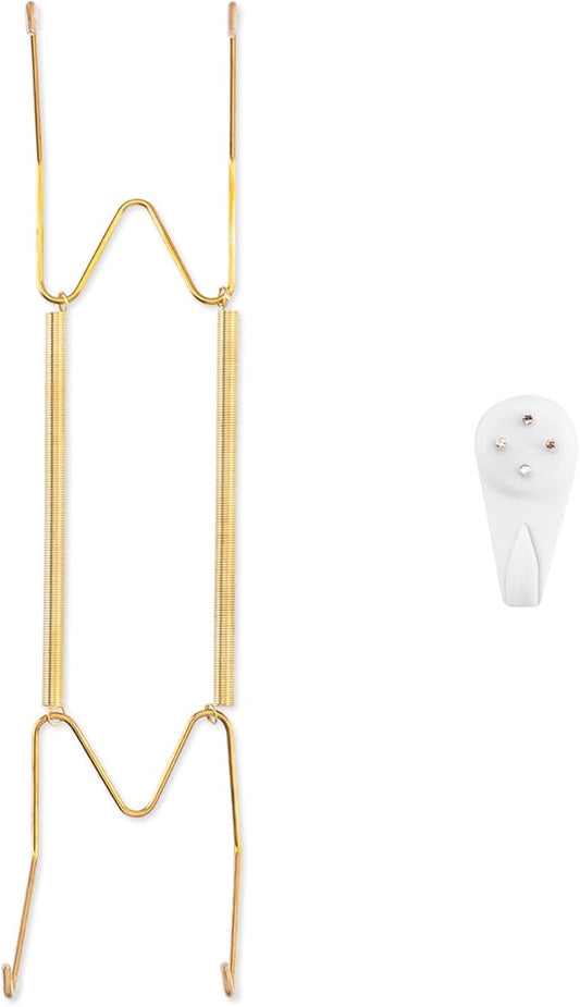 Plate Hangers for The Wall, Suitable for 10-14 inch Decorative Plate, Stainless Steel Wire Plate Holder with Wall Hooks and Rubber tip Protectors, Plate Hangers for Displaying Plates, Platter, Gold