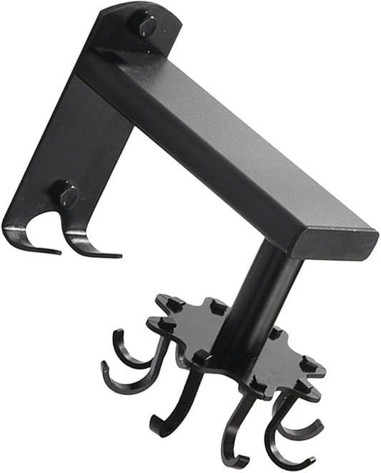 FRCOLOR Rotatable 8-Claw Kitchen Utensil Hooks Black Thickened Space Aluminum Alloy Swivel Wall Mount Organizer for Hanging Cooking Tools and Measuring Cups