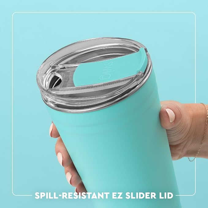 Swig Life 24oz Party Cup, Stackable Insulated Travel Coffee Tumbler with EZ Slider Lid, Cup Holder Friendly Travel, Stainless Steel 24 oz Tumbler, Reusable Mug (Christmas Cameos)