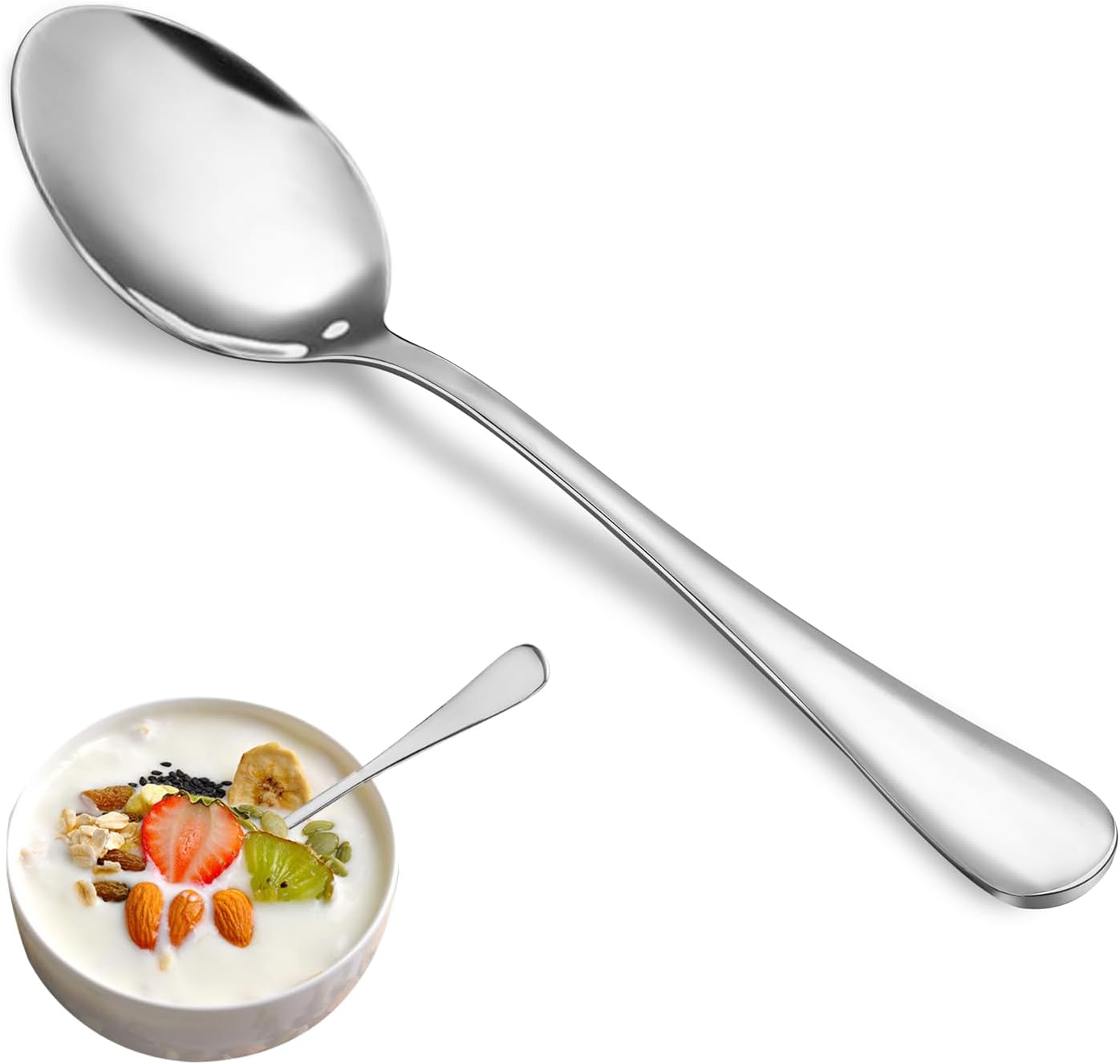 24 Pcs Teaspoons Set, Food Grade Stainless Steel Tea Spoons, Durable Small Spoons, Metal Dessert Spoon, Spoon Silverware for Home, Kitchen or Restaurant, Mirror Polished & Dishwasher Safe, 6.7-Inch