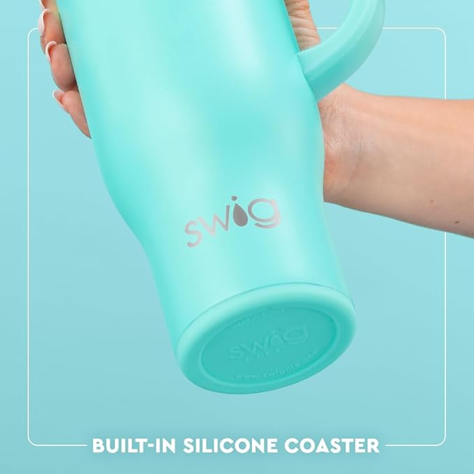 Swig Life 40oz Mega Mug, 40 oz Tumbler with Handle and Straw, Cup Holder Friendly, Dishwasher Safe, Extra Large Insulated Tumbler, Stainless Steel (Side Kick)