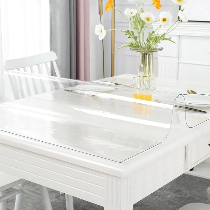 Warmstar Clear Table Cover Protector 36 x 96 Inch,1.5mm Thick Plastic Table Cover Rectangle,PVC Clear Table Protector,Desk Protector Mat for Kitchen, Dresser, Writing Desk，Dining Room Table