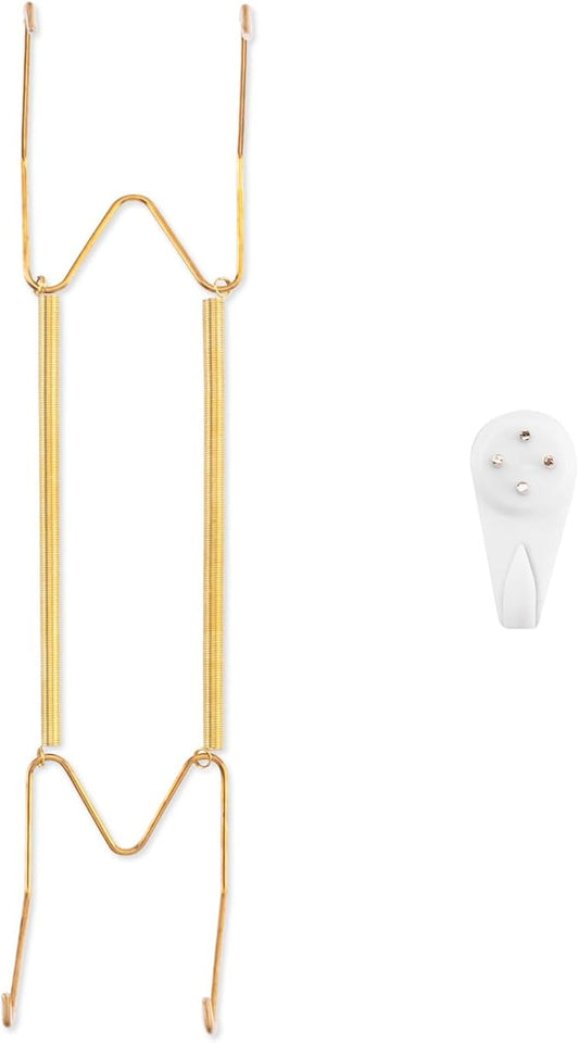 Plate Hangers for The Wall, Suitable for 12-16 inch Decorative Plate, Stainless Steel Wire Plate Holder with Wall Hooks and Rubber tip Protectors, Plate Hangers for Displaying Plates, Platter, Gold