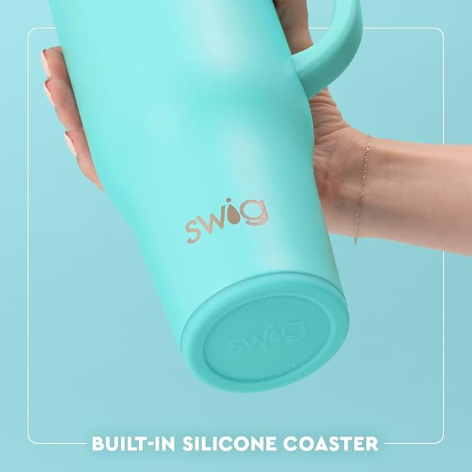Swig Life 40oz Mega Mug, 40 oz Tumbler with Handle and Straw, Cup Holder Friendly, Dishwasher Safe, Stainless Steel, Lightweight Extra Large Insulated Glitter Water Bottle, Glitter Gifts (Confetti)