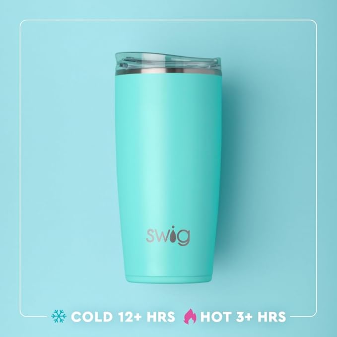 Swig Life 22oz Insulated Tumbler, Travel Coffee Tumbler with Lid, Cup Holder Friendly Travel Coffee Mug, Stainless Steel, 22 oz Tumblers, Reusable Insulated Mug with Lid (Scoop There It Is)