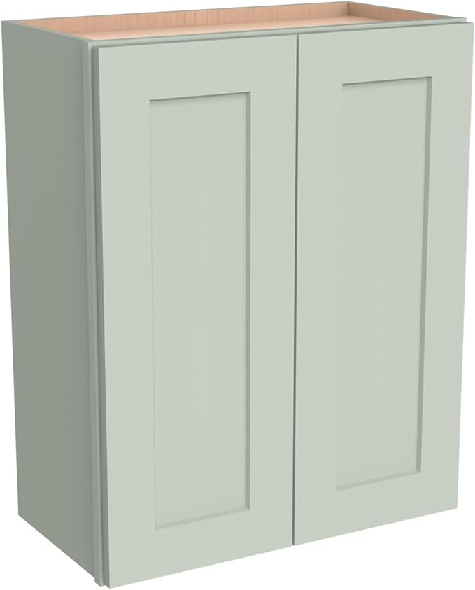 Wall-Mounted Cabinet – Solid Wood Shaker Style Medicine Cabinet with Adjustable Shelves & Soft-Close Doors for Bathroom, Kitchen, and Office Storage (Jade Green, 39" W x 12" D x 30" H)