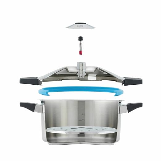 Kuhn Rikon Stainless Steel Duromatic Saucepan Pressure Cooker 5 Quart, Silver
