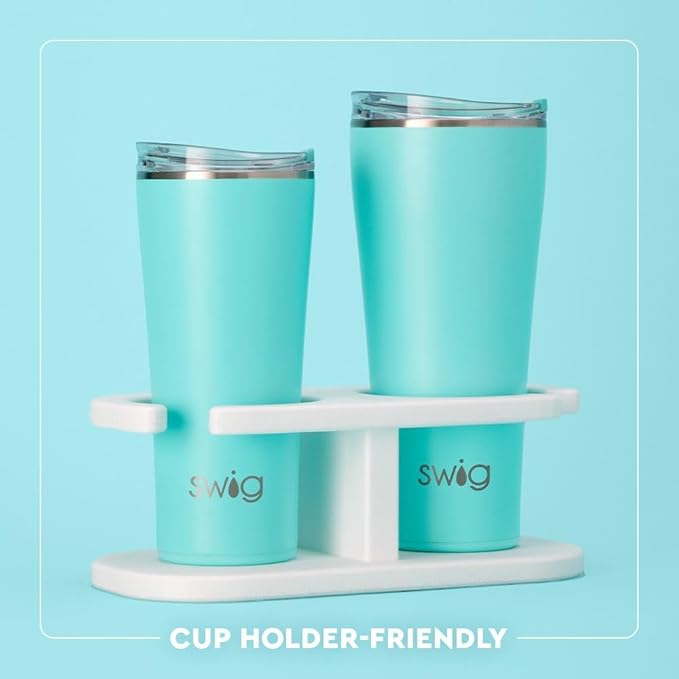 Swig Life 32oz Insulated Tumbler, Travel Coffee Tumbler with Lid, Cup Holder Friendly Travel Coffee Mug, Stainless Steel, 32 oz, Reusable Insulated Mug with Lid (Christmas Plaid)