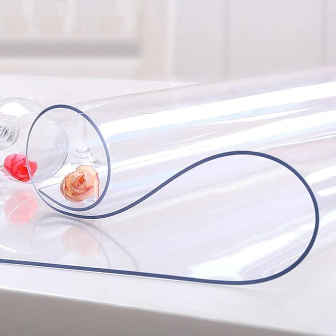 NECAUX 17 x 48 Inch Clear Table Protector, 1.5mm Thick Plastic Heavy Duty Table Pad Desk Mat Desk Protector for Kids Desk Computer Writing Desk Sofa Table Media Stand Coffee Table Makeup Room Decor