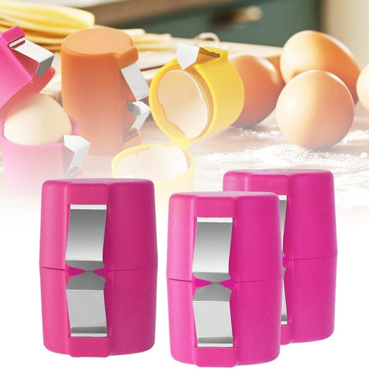 Egg Shell Opener Remover, Eggs Peeler Separator for Boiled and Raw Eggs, Stainless Steel Eggshell Cutter Kitchen Tools for Cooking and Breakfast Prep (Pink, 3 Pcs)