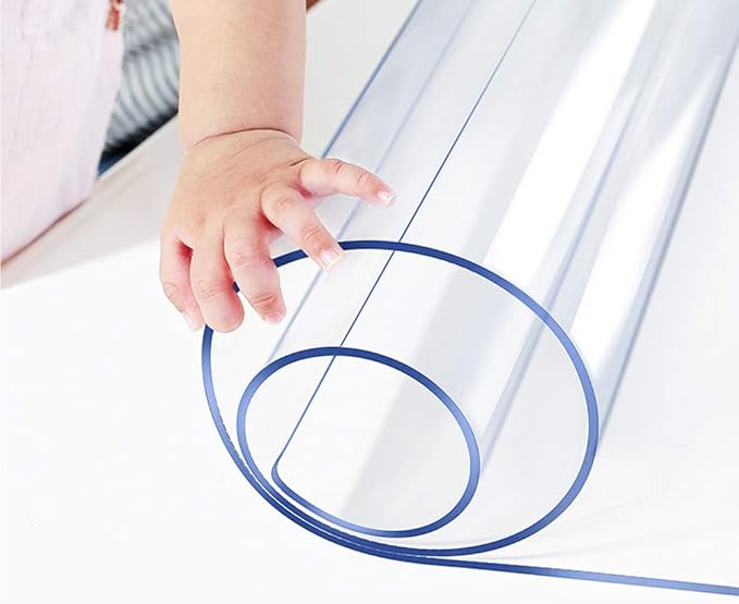 46x52 in Multisize 1.5mm Thick Plastic Dining Room Coffee Table Protector Clear PVC Tablecloths Cover Plastic Desktop Crystal Tablecloth Waterproof Wipeable Pad for Glass Metal Wooden Table Wipeable