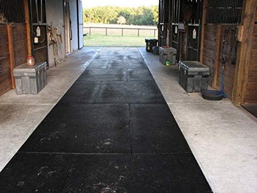 American Floor Tiles - Heavy Duty Stall Tiles - Stable/Horse Tiles - Thick, Durable Rubber Flooring Solid Black 14' x 14' Set 1/2" Thick (49 Tiles Total)