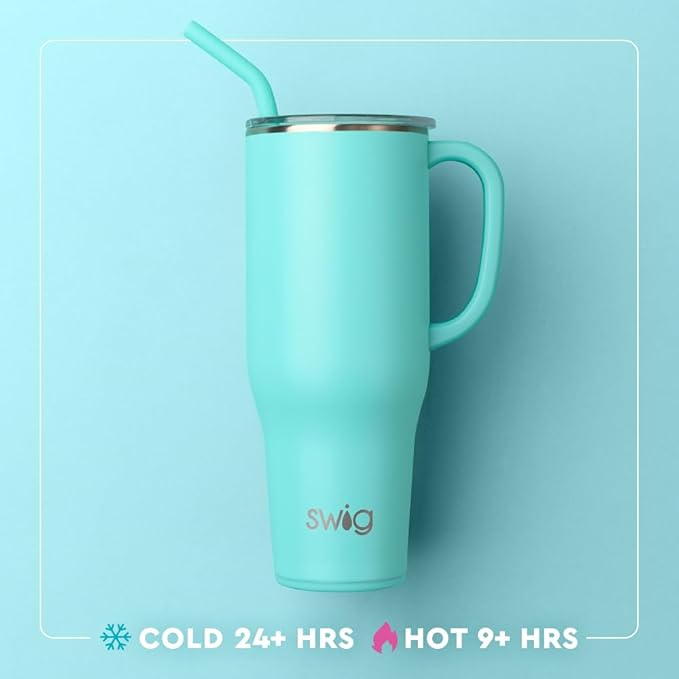 Swig Life 40oz Mega Mug, 40 oz Tumbler with Handle and Straw, Cup Holder Friendly, Dishwasher Safe, Extra Large Insulated Tumbler, Stainless Steel (Dreamsicle)