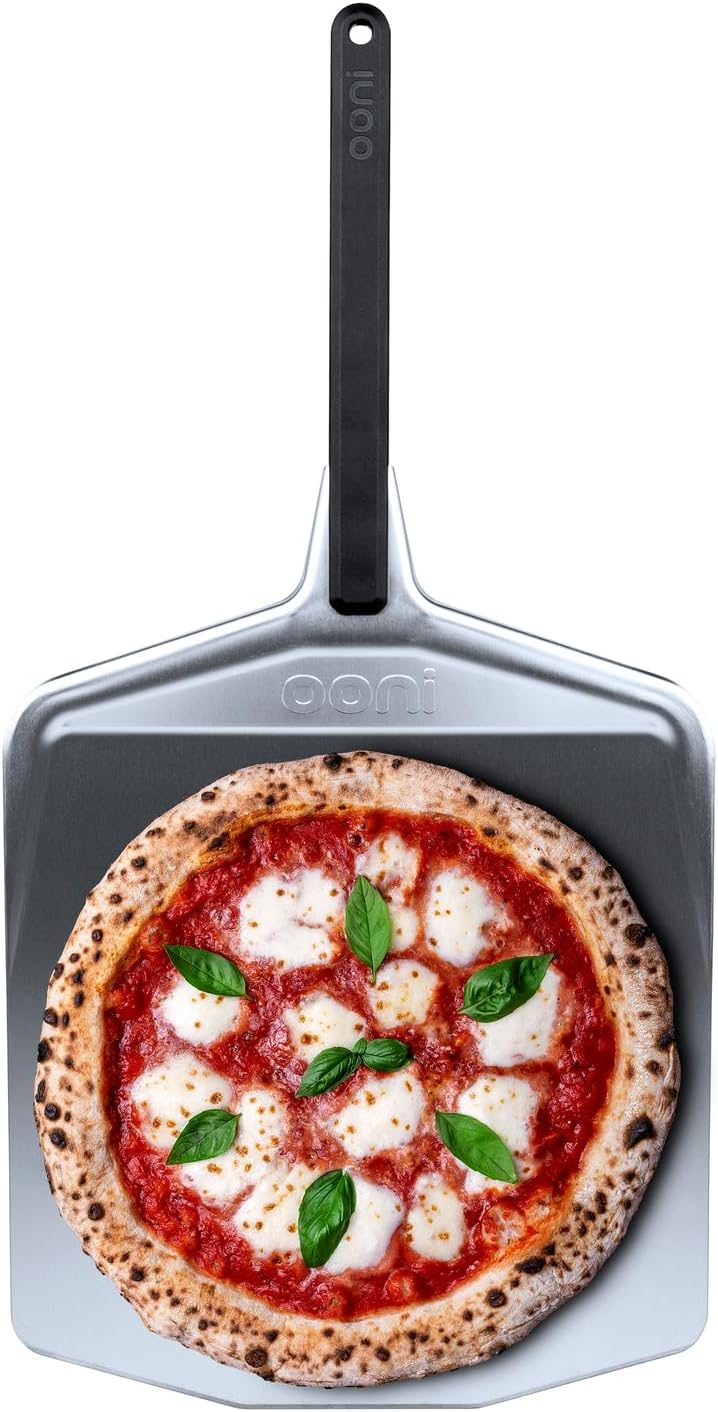 ooni 12' Aluminium Metal Pizza Peel - 12 Inch Lightweight Peel with Long Handle, Rectangle Pizza Turner