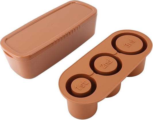 Silicone Ice Cube Tray, Spill Hollow Cylindrical Ice Tray, Easy Release, Safe, Large Capacity, Removable Lid, Reusable for Freezer (Brown)