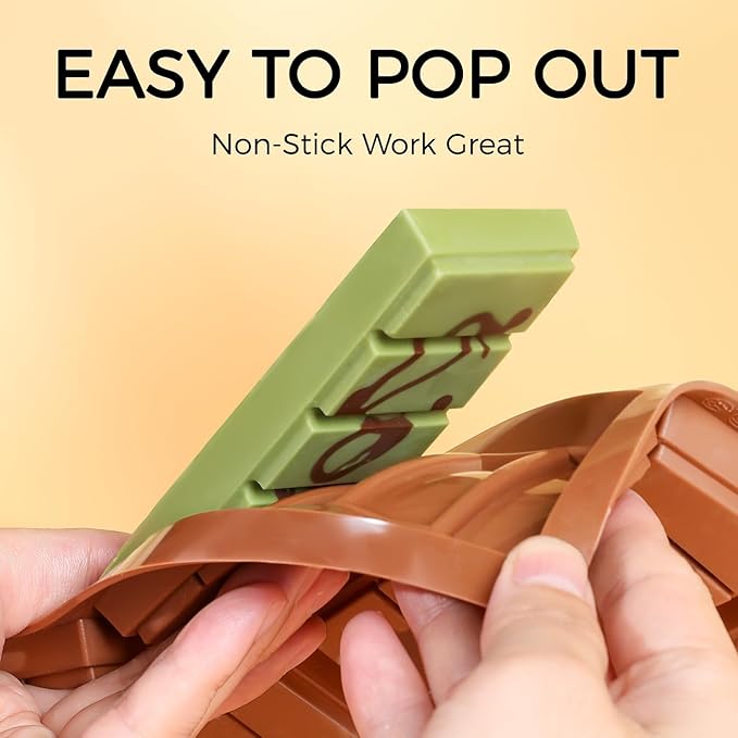 Chocolate Molds - Non-Stick Chocolate Bar Mold, Food Grade Silicone Deep Chocolate Bar Mold for Dubai Chocolate Bar Pistachio, Chocolate Snacks - Set of 2