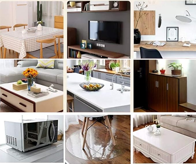 NECAUX Custom Multisize 1.5mm Thick Frosted PVC Table Cover Protector - 48 x 72 Inch ECO Plastic Table Cover for 6 Foot Dining Room Table Vinyl Desk & Table Pad for Kids