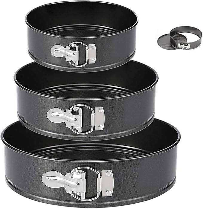 Springform Pan, 3PCS 7,8,9 Inch Cheesecake Pans with Removable Bottom, Non-stick Spring Form Pan for Cheesecake