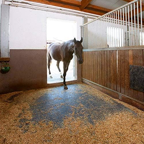 American Floor Mats - Heavy Duty Stall Tiles - Stable/Horse Tiles - Thick, Durable Rubber Flooring Solid Black 8' x 8' Set 3/4" Thick (16 Tiles Total)