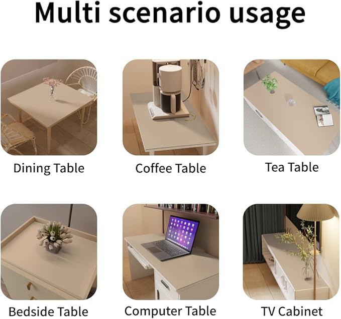 Leather Table Cover,1.8mm Thick,36x72 Inch Table Protector,Table Protector for Dining Room Table,Dining Room Table Protector Pad.(Light Brown+Gray,36x72)