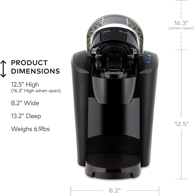Keurig K-Compact Single-Serve K-Cup Pod Coffee Maker, with 3 Brew Sizes, Smart Start Feature, 36oz Removable Reservoir, Black