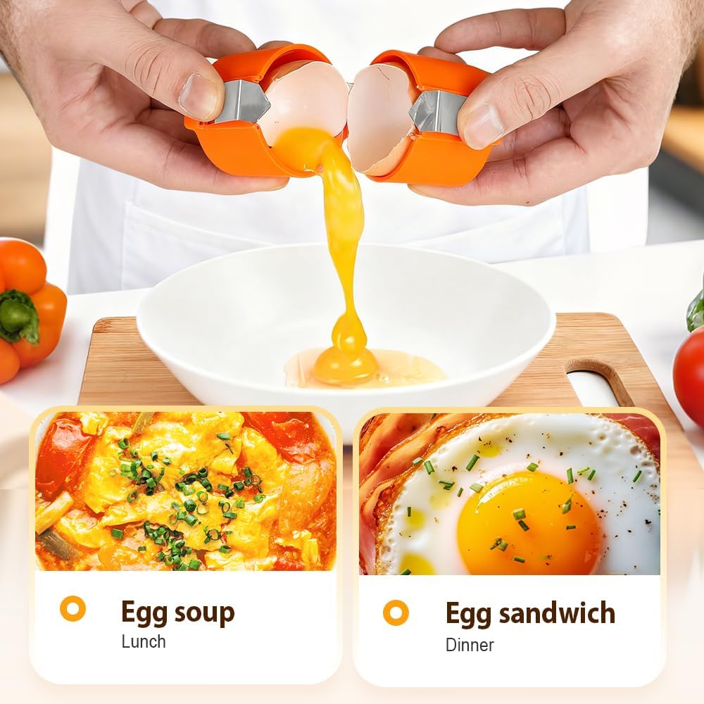 Egg Shell Opener, 2026 Upgrade Egg Peeler, Stainless Steel Egg Slicer for Hard Boiled Eggs, Egg Peeling Tool, Hard Boiled Egg Peeler, Egg Shell Cutter for Boiled Egg (Yellow)