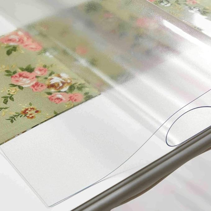 NECAUX Custom 36 x 100 Inch Frosted Table Cover Protector, 1.5mm Thick Wood Grain Transparent Table Pad Non-Slip Tablecloth Protector for Plastic Protective Dining Table Meeting Table Conference Table