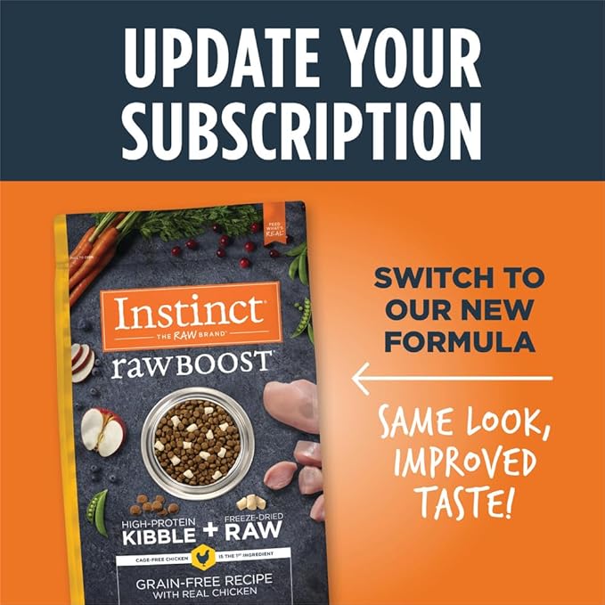 Instinct Raw Boost, Natural Dry Dog Food with Freeze Dried Pieces, High Protein, Grain Free Recipe - Real Chicken, 4 lb. Bag