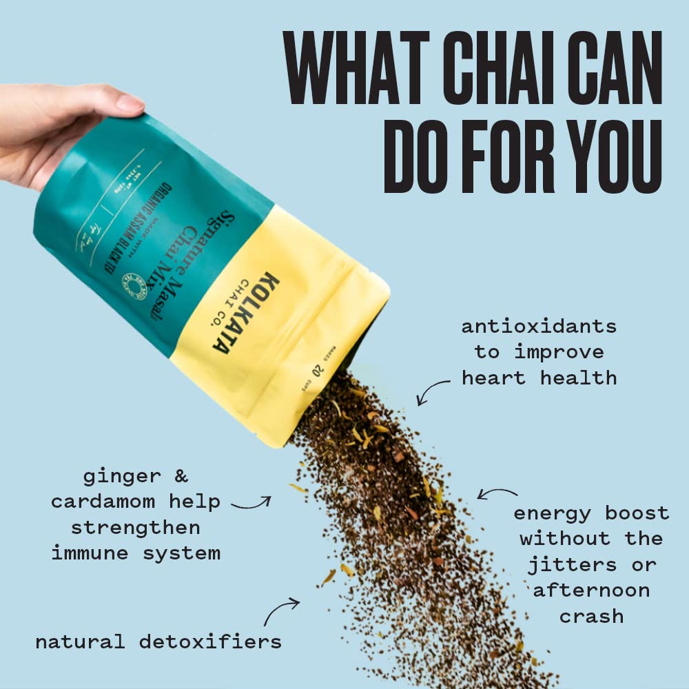 Kolkata Chai Signature Masala Chai & Rose Chai Combo Pack, Makes 40 cups, Premium loose leaf tea and spice blend, All Natural