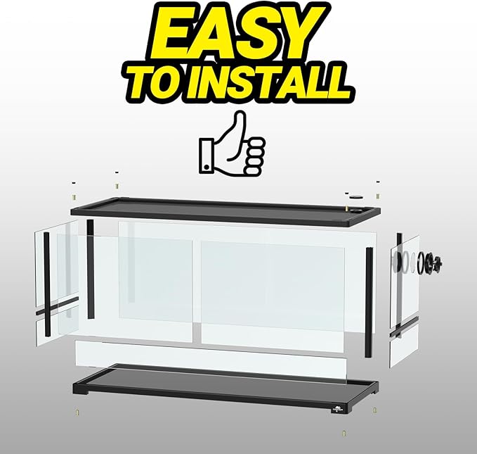 Double Stacked Reptile Tank, 30" x 12" x 32" Tall Reptiles Terrarium, Front Opening, Full Vision, Knock Down, 2 Pack 20 Gallon Glass Cage for Reptile, Bearded Dragon, Lizard, Snake, Gecko