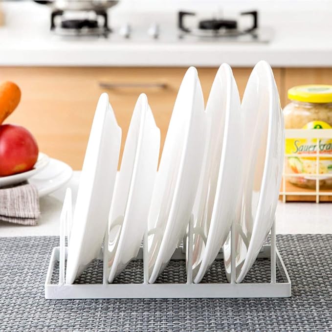 Tomorotec Dish Plate Storage Drainboard 2-Pack, Alloy Steel Kitchen Pot Lid Holder Dish Plate Drying Rack Drainer Stand Multifunctional Cabinet Organizer