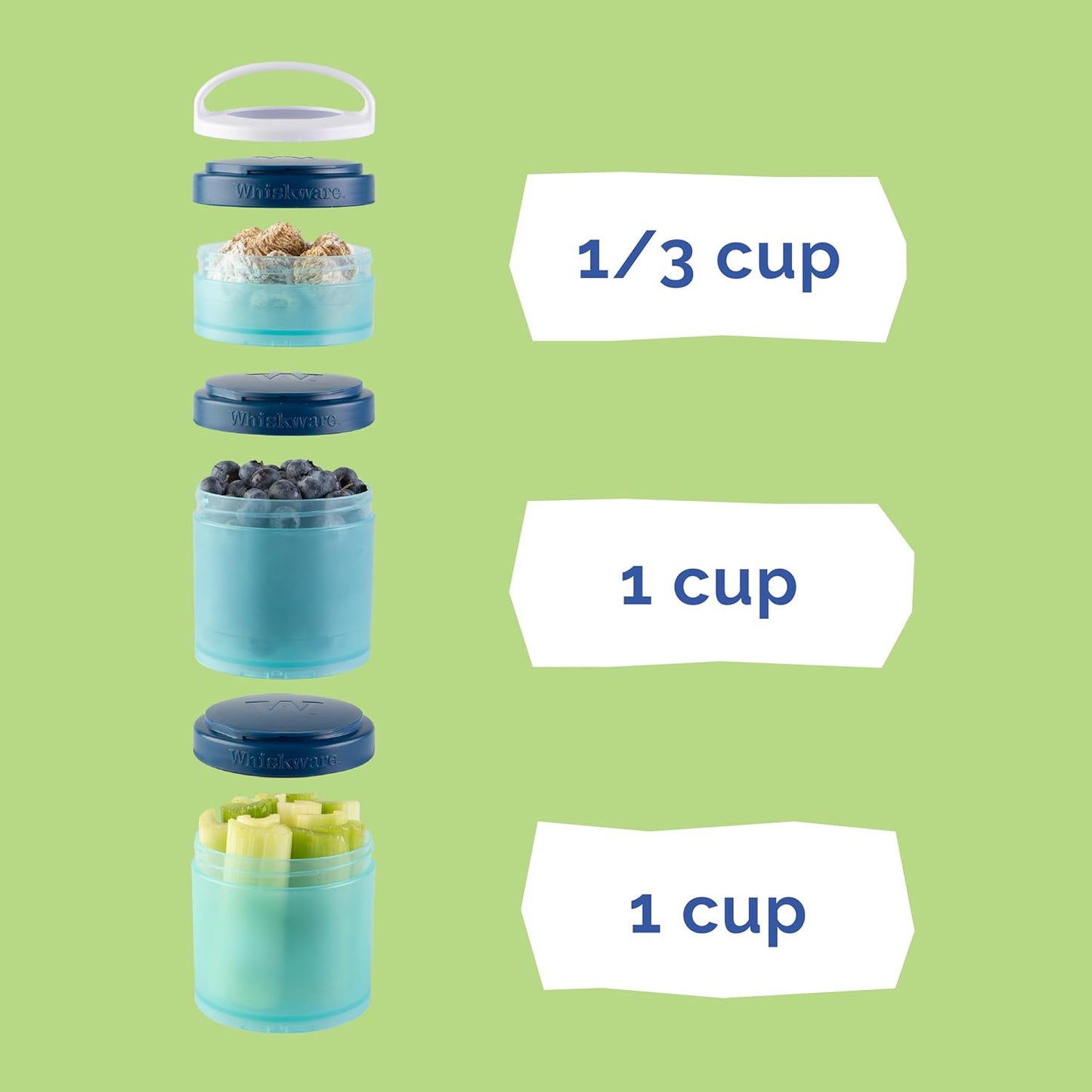 Whiskware Disney Princess Stackable Snack Containers for Kids, 3 Stackable Snack Cups for School and Travel, Mulan and Cri-Kee