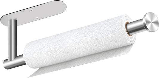 Paper Towel Holder, Self Adhesive or Drilling Paper Towel Holder Under Cabinet, Stainless Steel Silver Paper Towel Holders Wall Mount for Kitchen, Bathroom, Sink, Pantry, Fridge