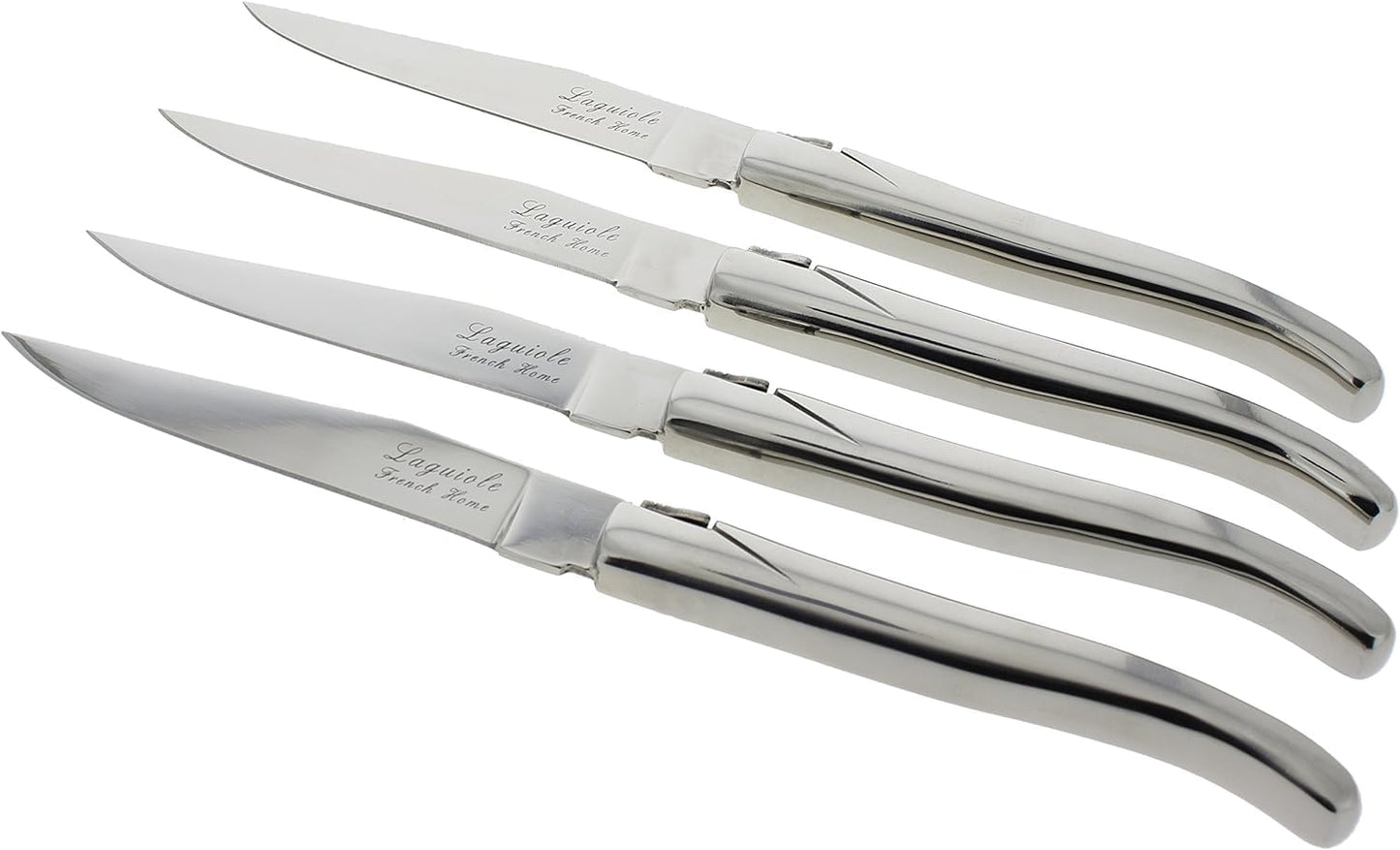 French Home Laguiole Connoisseur 4-Piece Steak Knives – Stainless Steel Dinner Knives with Etched Detailing & Napoleon Bee Emblem Packed in an Elegant Box (9")