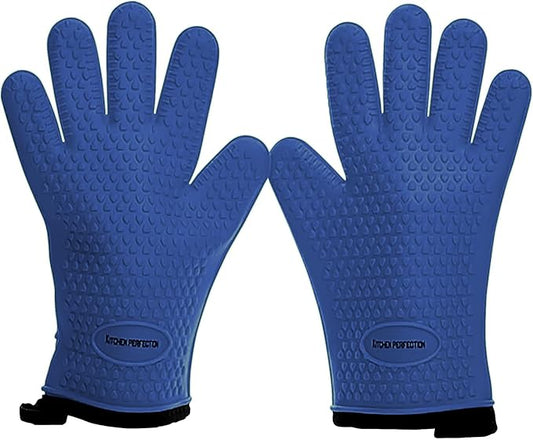 Kitchen perfection Silicone Smoker Oven Gloves - Extreme Heat Resistant BBQ Gloves - Handle Hot Food Right on Your Smoker Grill Fryer Pit | Waterproof Oven Mitts | Superior Value Set + 3 Bonuses