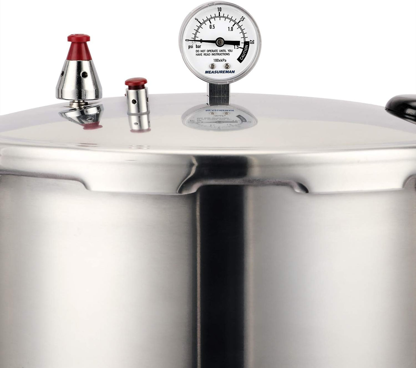 MEASUREMAN Stainless Steel Pressure Cooker Gauge, Pressure Canner Gauge, Steam Pressure Gauge, 2" Dial, Lower Mount, Including Gasket, Washer and Nut