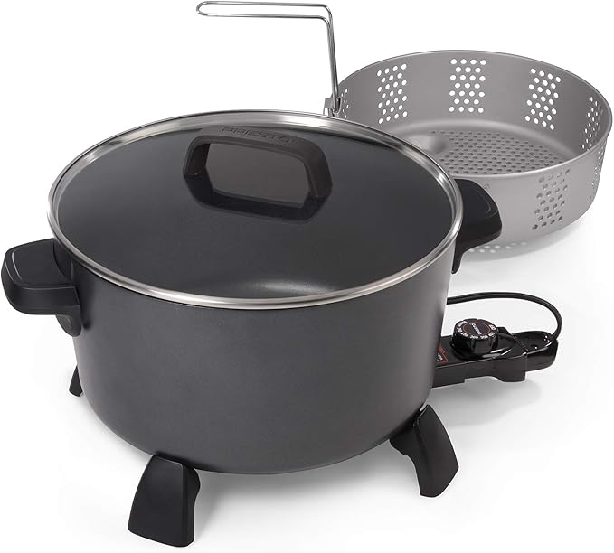 Presto 06009 10-Quart Kitchen Kettle XL Multi-Cooker, Steamer and Deep Fryer, Black