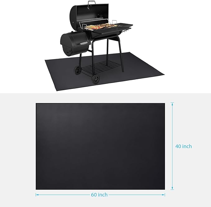 Large Under Grill Mat 60 ×40 Inch for Outdoor Charcoal, Smokers, Gas Grills, Deck and Patio Protective Mats, Fireproof Grill Pads, Indoor Fireplace Mat Prevents Ember Damage Wood Floor
